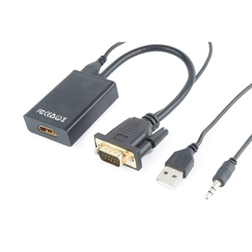 Video adapter kabl, 0.15 m, black, VGA to HDM…