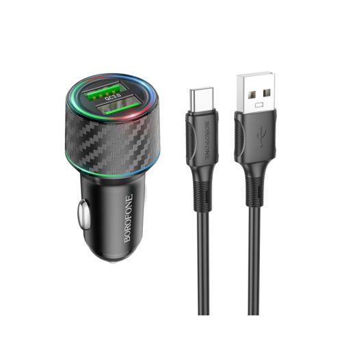 Auto Punjač sa kablom 1m USB to Type-C BOROF…