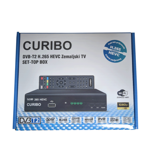 CURIBO TV RECEIVER DVB-T2/C H.265, aerial + c…