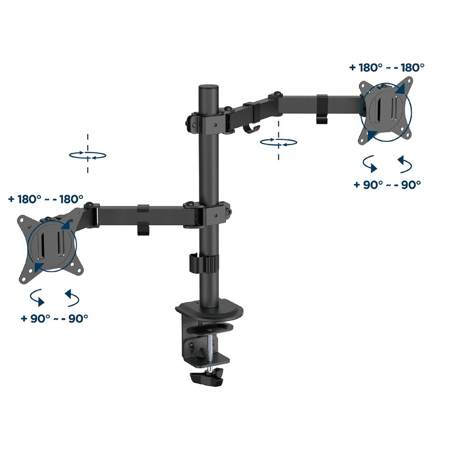 NOSAČ ZA DVA MONITORA GEMBIRD MA-D2-03, montaža na stol, tilt, swivel), 17”-32”, up to 9 kg - Image 2