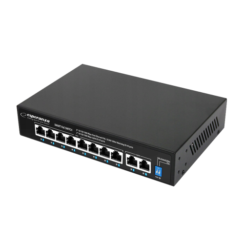 SWITCH 8 PoE + 2 UPLINK ESPERANZA  ETHERNET S…