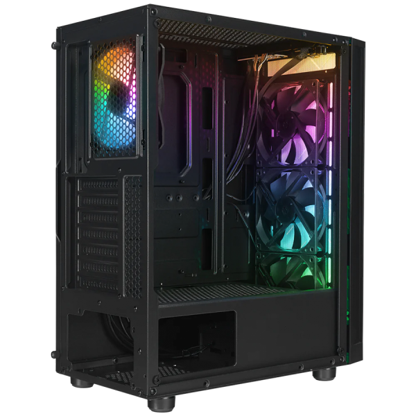 Kućište gaming RAMPAGE AZZA V1 Tempered Glass Black 3*12CM Black 1* 12CM ARGB Fan ATX Mid-T Gaming Player Case - Image 2