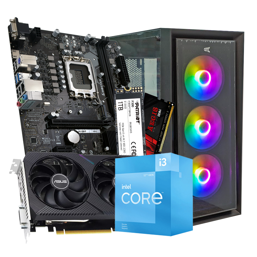 GNC GAMER HUNTER i3-12100F, H610, 16 GB DDR4, 1TB NVMe, RTX 3050 8GB, PSU 550W, gaming kućište