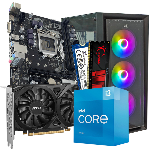 GNC GAMER HYDRA i3-10105 3.70GHz, MB H510, RAM 16GB, 1TB NVMe SSD, RTX 3050 6GB, PSU 500W, GAMING Kućište