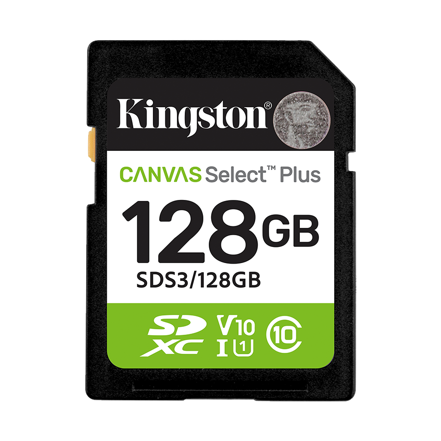 SD card Kingston 128 GB SDS3/128GB Class10 Canvas Select Plus SD adapter;100MBs Read,Class 10 UHS-I