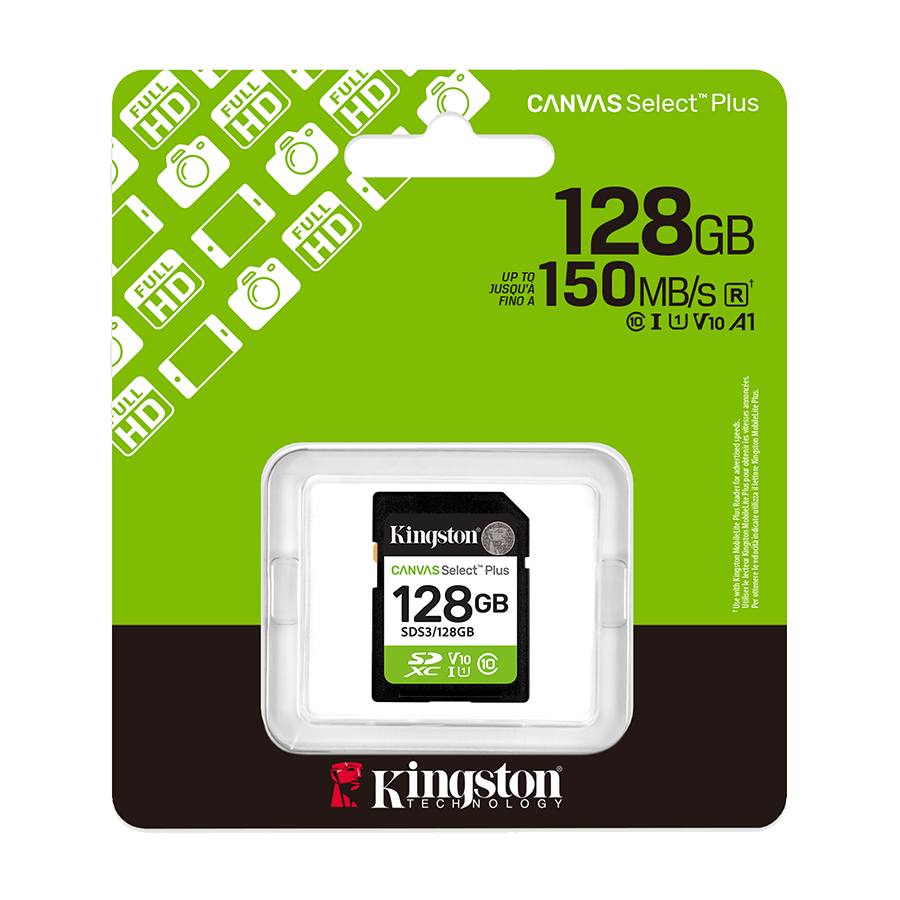SD card Kingston 128 GB SDS3/128GB Class10 Canvas Select Plus SD adapter;100MBs Read,Class 10 UHS-I - Image 2